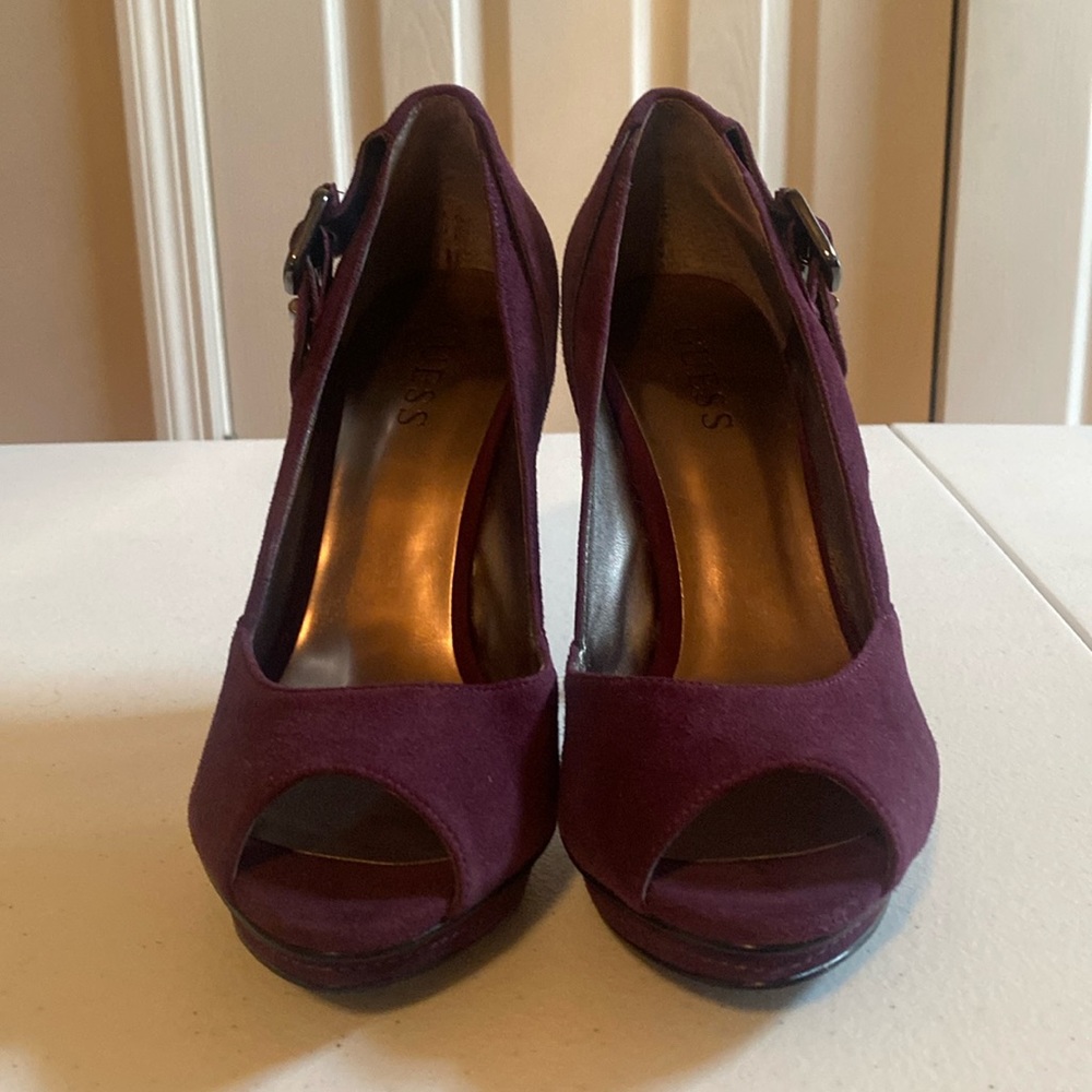 Guess Maroon Suede Heels